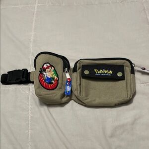 Vintage Pokemon Tan and Black Game Boy Belt Bag